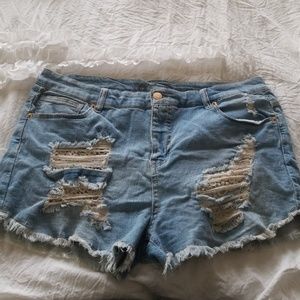 Boho jean shorts